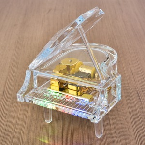 Wholesale Acrylic Transparent Grand Piano <b>Music</b> <b>Box</b> With Colorful Light Musical Toy Visible Golden Mechanism Souvenir Gift - Product Image 4