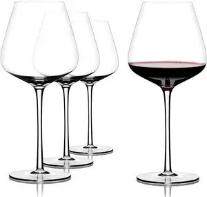  Gafas de cristal sin plomo sopladas a mano, luz transparente, ultrafinas, vino tinto, Borgoña, para degustación de vino