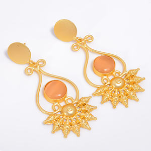 Handmade 14k Gold Plated Brass Gemstone Earrings Manufacturer Brass Gemstone Fashion Jewelry Custom Brass Jewelry Exporter - Product Image 6