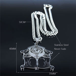 Ouj 이집트 고양이 눈 오브 라 상징 스테인레스 스틸 펜던트 목걸이 2 검은 고양이 펜던트 목걸이 - Product Image 3