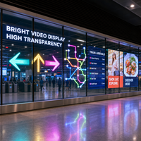 Pantalla LED Transparente de Gran Formato para Estaciones de Metro, Exhibición en Vidrio de Comercios, Panel Completo de Vidrio para Ventanas