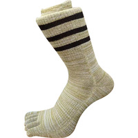 Vente en gros rétro Tube Stripe cinq orteils Chaussettes pour hommes en coton peigné respirant et antibactérien Logo corporel