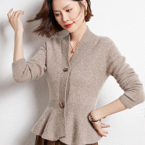 2023 GCS colore puro semplice donna autunno inverno Cashmere maglione di <span class=keywords><strong>lana</strong></span> <span class=keywords><strong>Cardigan</strong></span> donna - Product Image 2