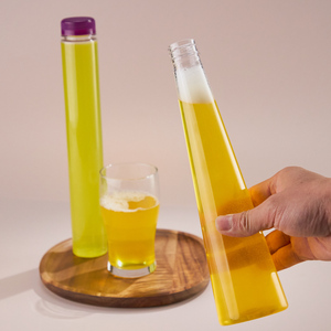 ขวดน้ำผลไม้พลาสติกใสแบบพกพา รูปทรงแปลกตา ขนาด 360 มล. 650 มล. ดีไซน์ทันสมัย ใช้ซ้ำได้ พร้อมฝาปิดป้องกันการงัดแงะ - Product Image 1