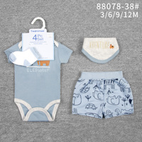 Vêtements d'été pour petites filles, ensembles de vêtements pour bébés, 4 pièces, imprimé animal/fleur, t-shirts décontractés à manches courtes pour 3-12 mois