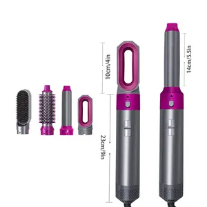 5 In 1 Hair Dryer Brush Set Curling Iron Portable Hot Heat Air Comb Blow Dryer With Comb For Black Women Natural Hair Salon