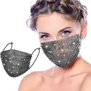 Commercio all'ingrosso Bling strass Face Covering Chain Crystal Metal Masquerade Face Coverings Ball Party per donne e ragazze