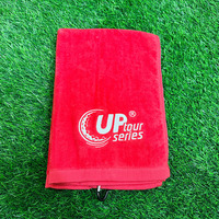 Serviette de sport de golf teintée sur mesure avec logo, serviettes de sport de gym 100 % coton, serviette de golf pliée en trois avec mousqueton et logo brodé