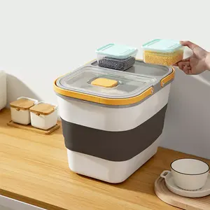 Kitchen 25L Foldablerice Storage Container 25kg Rice Dispenser Grain Storage Containers Food Storage Box For Kitchen Grain Ri