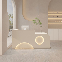 Meubles de bureau de style nordique moderne, bureau de réception en bois de qualité supérieure avec espace de rangement, taille personnalisée pour le hall de bureau
