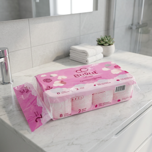 Papel Higiénico Aroma Rosa Ecológico de Pulpa de Madera Virgen de 2 Capas, 8 Rollos, 5 Paquetes, Cómodo y Suave - Product Image 2