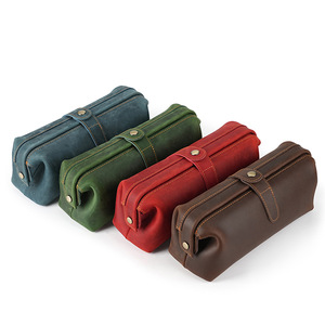 Điên Ngựa Da Chính Hãng Dopp Kit Túi Đa Chức Năng Túi Xách Tay Cho Nam Giới Phụ Nữ Sáng Tạo Handmade Da Bò Make up Bruses Túi - Product Image 2