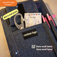 Carnet à spirales A5 en tissu denim vintage, rechargeable et réutilisable, avec fente pour stylo, logo personnalisé, couleur personnalisée