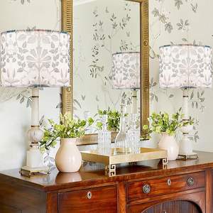 GOSO โป๊ะแบบดรัม2ชิ้นขนาดกลาง13 "" ด้านบน X 13 "ด้านล่าง x 10" พืชพิมพ์เส้นใยโพลีเอสเตอร์สูงสำหรับโคมไฟตั้งพื้นแบบ DIY - Product Image 2