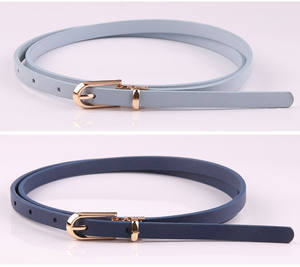 Cinturón ajustado de cintura sólida para mujer, cinturón de cuero para pantalones de vestir con hebilla de aleación de Color dorado - Product Image 4