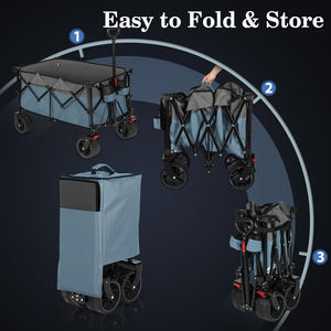 Chariot pliable Offre Spéciale en usine avec capacité de charge de 330 lb. Chariot de jardin polyvalent pliable avec grandes roues de plage tout-terrain - Product Image 6
