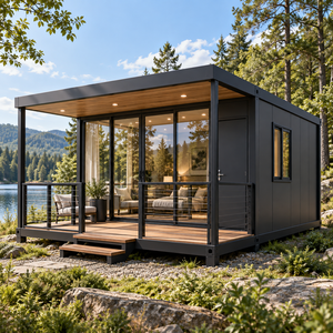 Casa Contenedor Rectangular Moderna con Paredes de Vidrio y Terraza de Madera para Espacio de Vivienda - Product Image 2