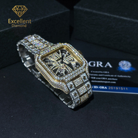 Nuevo Reloj de Moissanita Plateada para Hombre, Movimiento Mecánico Automático, Acabado en Dos Tonos, Estilo de Lujo para la Moda Urbana