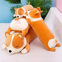 Guling tubuh panjang besar 100cm katun PP isi anjing kuning lembut mainan mewah besar bantal Corgi lucu untuk ulang tahun