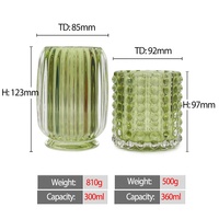 Vase en verre transparent vert en forme d'ampoule, décoré de cactus en relief, pour la décoration de Noël et d'Halloween
