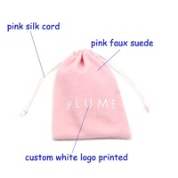 Pochette à cordon en velours suédé rose pâle pour bijoux, colliers et montres