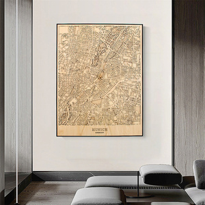 Arte della parete in legno 3d fatta a mano taglio laser 3D strade mappe della città decorativo da parete - Product Image 2