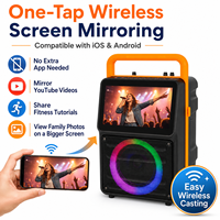 Sistema de Altavoces Karaoke para Cine en Casa con Woofer de 8 Pulgadas, Pantalla de 10.6 Pulgadas, Carrito Portátil, Iluminación LED RGB Android, Uso con Computadora y WiFi