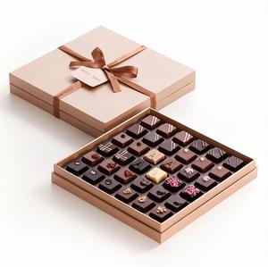 Boîtes cadeaux rigides en carton personnalisées pour aliments, chocolats, champignons, avec couvercle à deux pièces, logo et ruban - Product Image 1