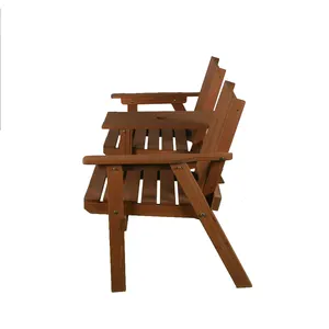 Fabricante chinês fornecimento lounge cadeiras confortáveis pátio ao ar livre madeira jardim cadeira dupla