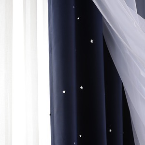 Nouveau gros mode scintillant étoile lueur <span class=keywords><strong>Double</strong></span> couche rideaux occultants rideaux moderne <span class=keywords><strong>fantaisie</strong></span> pure <span class=keywords><strong>rideau</strong></span> occultant - Product Image 2