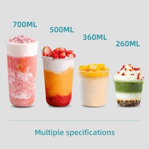 Vente en gros de gobelets en plastique transparent PP à paroi simple Guangxing personnalisés pour café, <span class=keywords><strong>yaourt</strong></span> et desserts avec couvercles, diamètre 90 mm, ronds, logo personnalisé - Product Image 2