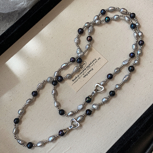 <span class=keywords><strong>Collana</strong></span> a strati multipli con <span class=keywords><strong>perle</strong></span> <span class=keywords><strong>barocche</strong></span> <span class=keywords><strong>grigie</strong></span> naturali a forma di cuore, catena per maglione, gioielli da donna all'ingrosso di alta moda - Product Image 5