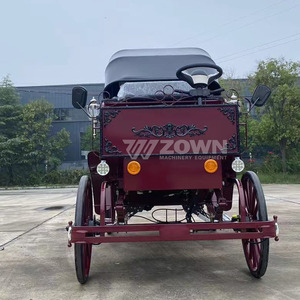 Carruaje de Caballos Personalizado de Color Rojo para Bodas con Toldo, Vagoneta Turística, Carruaje Real Eléctrico de Caballos en Venta - Product Image 1