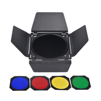 Reflector de Cuatro Hojas con Montura Bowens, Rejilla de Nido de Abeja y 4 Filtros de Gel de Colores para Reflector Estándar de 7 Pulgadas