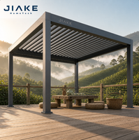 Pergola en aluminium Jiake 6063-T5 avec toit à lames motorisées pour terrasse de plantation de thé, patio, jardin extérieur, gazebo, pavillon