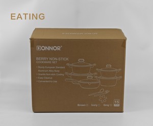 Không dính Cookware 15PCS SET 20/24/28/32 soong 28 sâu <span class=keywords><strong>Frying</strong></span> <span class=keywords><strong>Pan</strong></span> 3pcs bảo vệ 2pcs đồ dùng thích hợp cho tất cả các bếp - Product Image 6