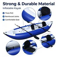 Kayak de pêche gonflable en PVC Drop Stitch 1/2/3 places, canoë gonflable portable avec boîte de rangement pour la location de sports nautiques sur lac et mer