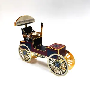 Gravure sur laiton personnalisée assembler des accessoires modèle 3D ornements en métal chariot tiré par des chevaux classique artisanat en laiton 3D