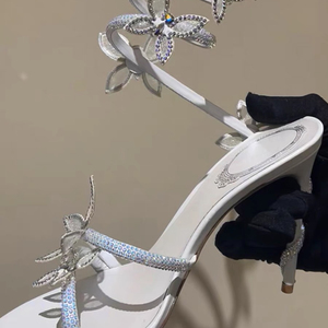 Talons de Mariage Blancs à Semelle Argentée, Enroulants à la Cheville, de Luxe pour Femme - Product Image 3