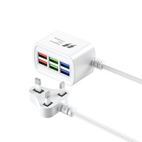 Chargeur de téléphone portable 6 ports USB, prise de charge USB portable pour voyage