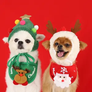 Hond Kat Pet Kerstmuts Speeksel Handdoek Bib Teddy Franse Bulldog Herfst En Winter Kleding Jurk Up Benodigdheden