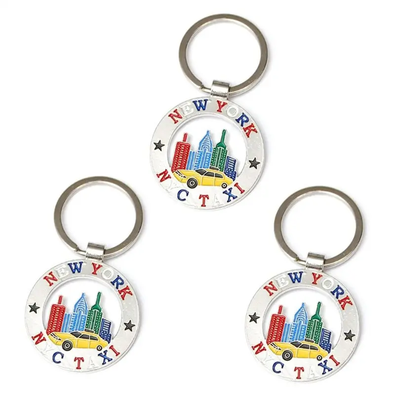 Fabricants OEM Porte-clés personnalisé Pendentif tendance personnalisé Pendentif porte-clés de taxi de New York Porte-clés en métal émaillé souple