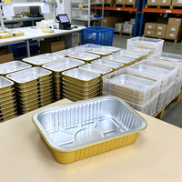 Barquette alimentaire ronde en aluminium doré, de qualité alimentaire, résistante au four, jetable, avec couvercle transparent compatible PET