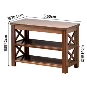 Multifunctional Modern 2 Tier Shoe Rack American Bamboo Shoe Changing Stool Hallway Shoe Rack