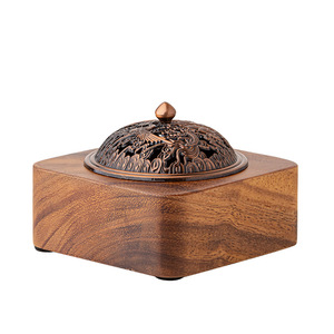Brûleur d'encens carré en bois de noyer Qingshan Hutong, fait main, pour cérémonie du thé, usage domestique zen - Product Image 5