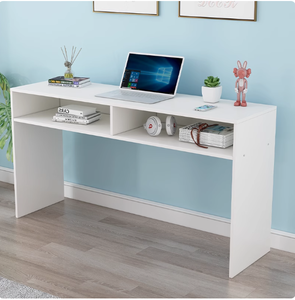 Escritorio de Melamina con Estante Fijo de 90 cm de Ancho, Escritorio Pequeño para Computadora, Mesa de Esquina, Oficina en Casa - Product Image 1