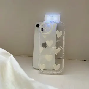 可爱发光二极管光手机套iPhone 13 12 11 pro max 14可爱3D Loveheart女性手机套领结