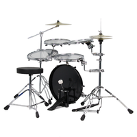 Batterie de percussions portable 5 pièces pour extérieur, facile à transporter, avec 3 cymbales et peaux de batterie transparentes à double couches