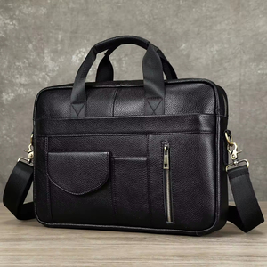 Sacoche rigide en PU avec logo personnalisé, sacoche pour ordinateur portable homme, imperméable, rétro, bandoulière, pour le bureau et les affaires - Product Image 3