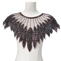 Applique perlée à coudre, col en dentelle à sequins, col brillant pour artisanat DIY, patch de col exquis pour vêtements féminins